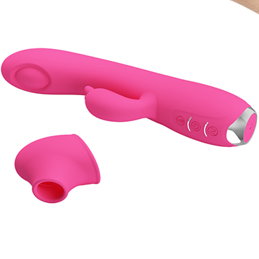 Baile Pretty Love Regina, розовый - Многофункциональный вибратор с дополнительной насадкой для клитора - купить в секс шопе