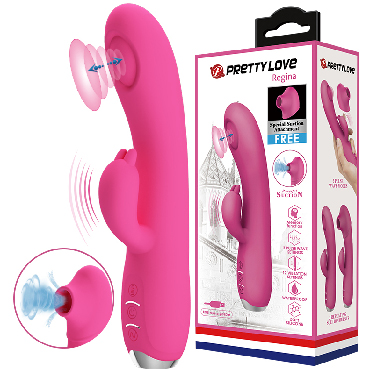 Baile Pretty Love Regina, розовый, Многофункциональный вибратор с дополнительной насадкой для клитора