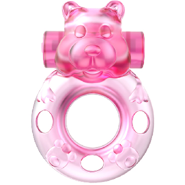 Baile Ring Pink Bear, розовое - Эрекционное виброкольцо с клиторальным стимулятором - купить в секс шопе