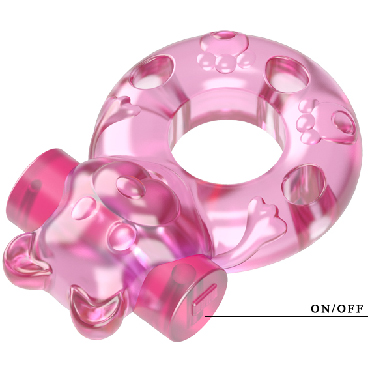 Baile Ring Pink Bear, розовое, Эрекционное виброкольцо с клиторальным стимулятором и другие товары Baile с фото