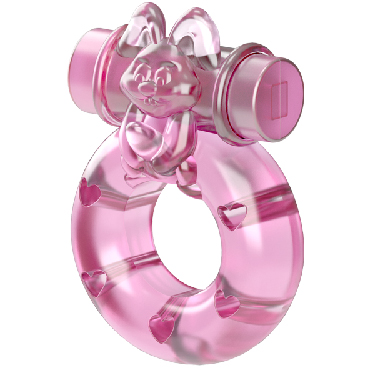 Baile Ring Pink Rabbit, розовое - Эрекционное виброкольцо с клиторальным стимулятором - купить в секс шопе