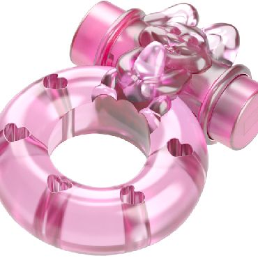 Baile Ring Pink Rabbit, розовое, Эрекционное виброкольцо с клиторальным стимулятором и другие товары Baile с фото