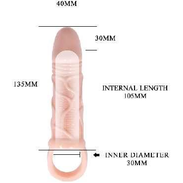 Baile Men Extension Enhancer Sleeve 13 см, телесная - Насадка на пенис реалистичной формы - купить в секс шопе