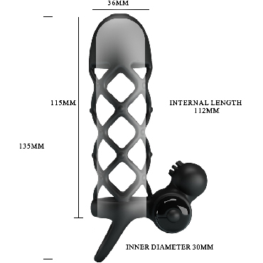 Baile Pretty Love Penis Sleeve I, черная, Вибронасадка на пенис и другие товары Baile с фото