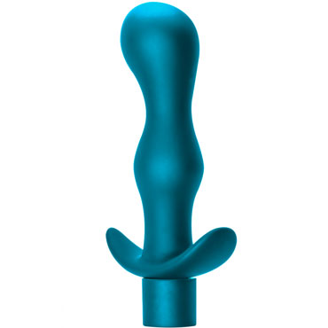 White Label Анальный стимулятор с вибрацией, бирюзовый, С эргономичным ограничителем