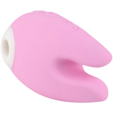 White Label Вибратор с вакуумно-волновой стимуляцией, розовый - Перезаряжаемый из силикона - купить в секс шопе