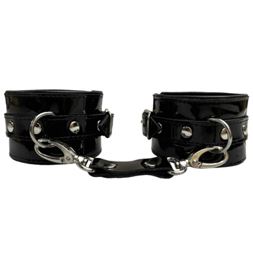 BDSM Арсенал Наручники лаковые, черные - фото, отзывы
