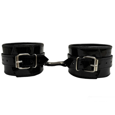 BDSM Арсенал Наручники лаковые, черные - Из натуральной кожи - купить в секс шопе