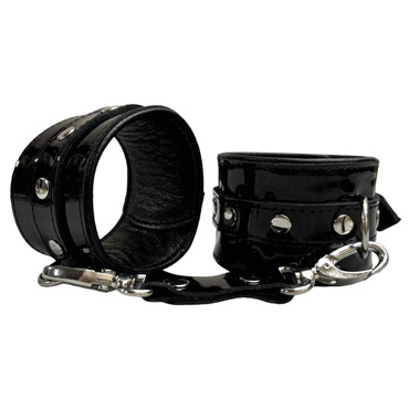 BDSM Арсенал Наручники лаковые, черные