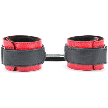 BDSM Арсенал Наручники с мехом, черно-красные - фото, отзывы