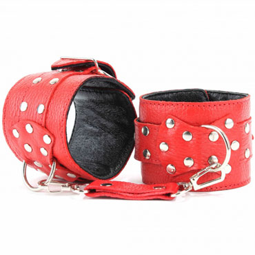 BDSM Арсенал Наручники с декором в виде бабочки, красные