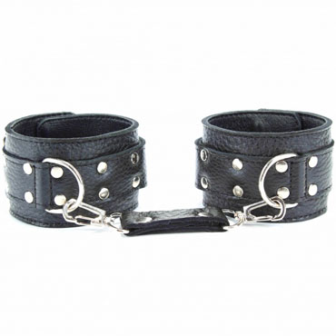 BDSM Арсенал Наручники на пряжке, черные - Из натуральной кожи - купить в секс шопе
