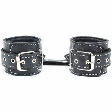 BDSM Арсенал Наручники с контрастной строчкой, черные - фото, отзывы