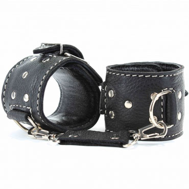 BDSM Арсенал Наручники с контрастной строчкой, черные