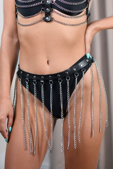 BDSM Арсенал Портупея-юбка с цепочками, черная