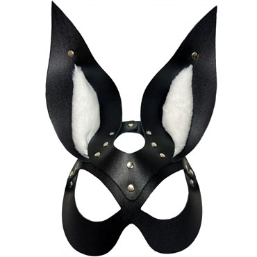 BDSM Арсенал Маска зайца с мехом Miss Bunny, черная, С мехом в ушках