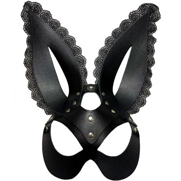 BDSM Арсенал Маска зайца с кружевом, черная, С кружевной тесьмой на ушках