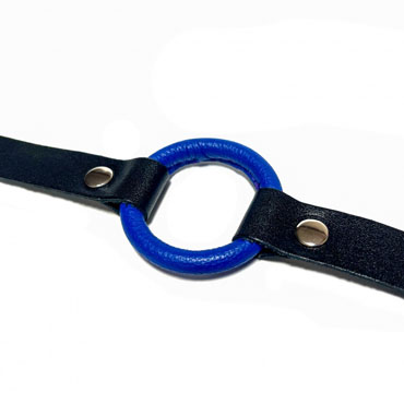 BDSM Арсенал Кляп с кольцом кожаный, синий - фото, отзывы