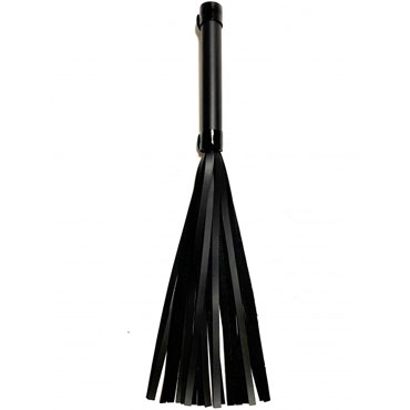 BDSM Арсенал Плеть из эко-кожи, чёрная - С гладкой рукоятью - купить в секс шопе