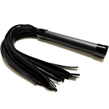 BDSM Арсенал Плеть из эко-кожи, чёрная, С гладкой рукоятью