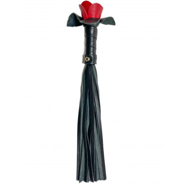 BDSM Арсенал Плеть Роза лаковая с кожаными хвостами, красно-черная - фото, отзывы