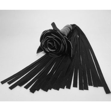 BDSM Арсенал Плеть Роза с замшевыми хвостами, черная - С навершием в виде розы - купить в секс шопе