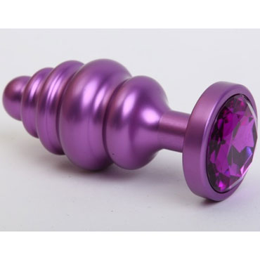 4sexdream Пробка металл фигурная со стразом S, фиолетовый