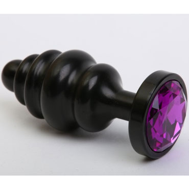 4sexdream Пробка металл фигурная со стразом S, черный/фиолетовый