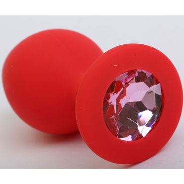 4sexdream Пробка силиконовая со стразом M, красный/розовый, Для анальной стимуляции