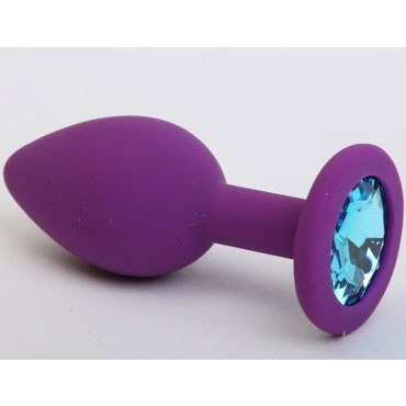 4sexdream Пробка силиконовая со стразом S, фиолетовый/голубой, 