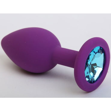 4sexdream Пробка силиконовая со стразом M, фиолетовый/голубой, 