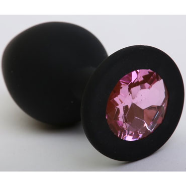 4sexdream Пробка силиконовая со стразом L, черный/розовый, 