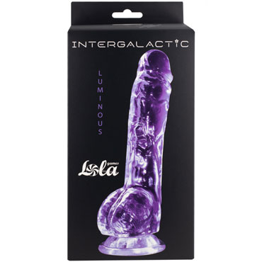 Lola Games Intergalactic Luminous, фиолетовый - Прозрачный дилдо на присоске - купить в секс шопе