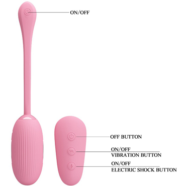 Baile Pretty Love Shock Fun, розовый, Виброяйцо с электростимуляцией и другие товары Baile с фото