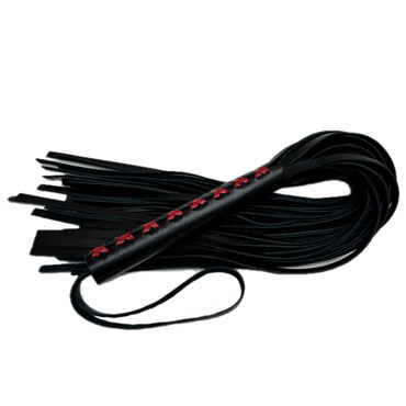 BDSM Арсенал Плеть кожаная с красным плетением