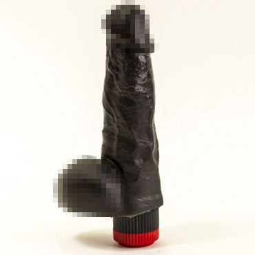 Биоклон Вибратор реалистичной формы, черный, С мошонкой