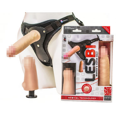 Биоклон Lesbian Series Пояс Harness с двумя насадками, 19,5 и 11,5 см