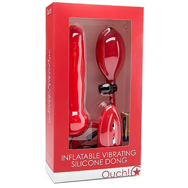 Ouch! Inflatable Vibrating Silicone Dong, красный — фото 2