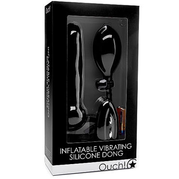 Ouch! Inflatable Vibrating Silicone Dong, черный — фото 2