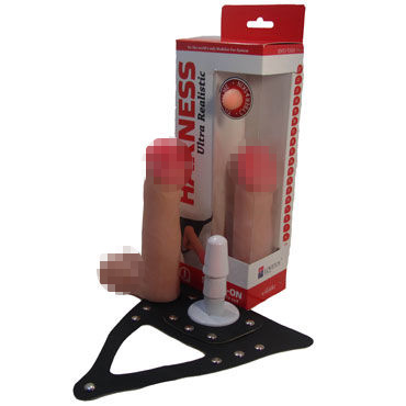 Биоклон Насадка-фаллоимитатор с поясом Harness, С мошонкой, в картонной упаковке