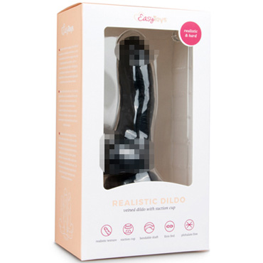 Easytoys Realistic Dildo 15 cm, черный - Реалистичный фаллоимитатор с мошонкой на присоске - купить в секс шопе