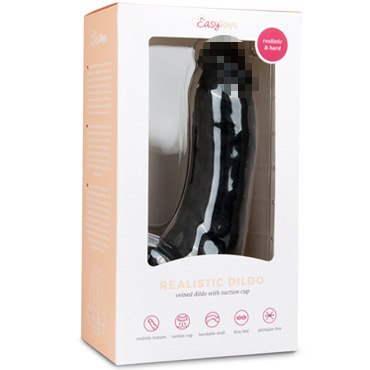 Easytoys Realistic Dildo 20 cm, черный - Реалистичный фаллоимитатор с мошонкой на присоске - купить в секс шопе