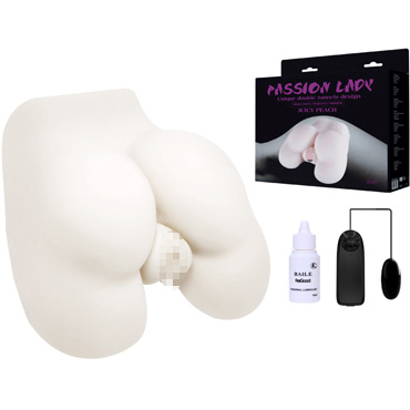 Baile Passion Lady Juicy Peach, белый, Вибромастурбатор вагина-анус с пультом ДУ