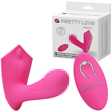 Baile Pretty Love Walker, розовый, Вибровкладка в трусики с вагинальным отростком и пультом ДУ
