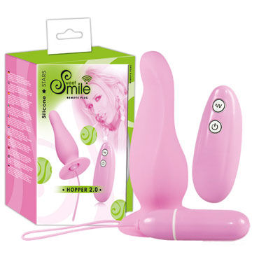 Smile Remote Plug Hopper, розовый, Анальная втулка со съемным виброяйцом