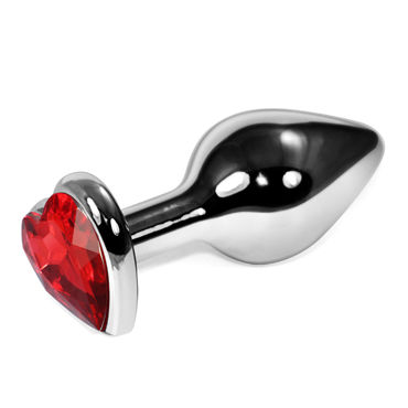 LoveToy Silver Heart, рубиновый, Серебряная втулка с рубиновым кристаллом-сердечком