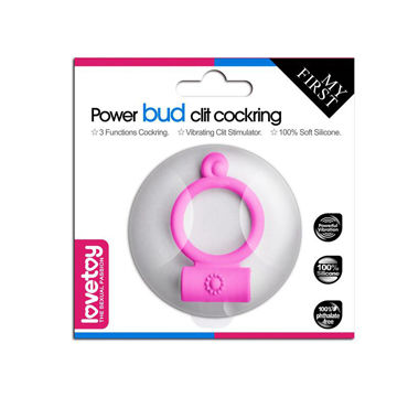 LoveToy Power Bud Clit Cockring, розовое, Виброкольцо для пениса