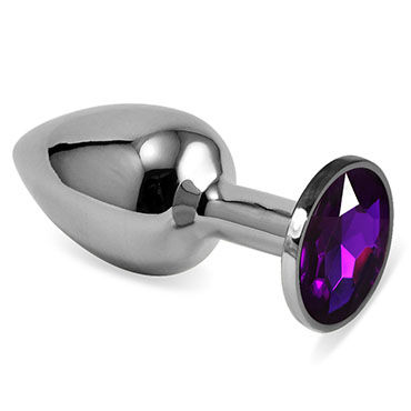 LoveToy Small Анальная втулка, серебристая, С фиолетовым кристаллом