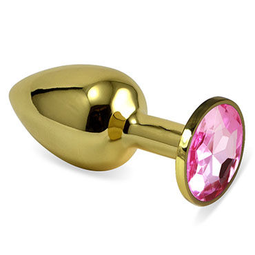 LoveToy Small Анальная втулка, золотая, С розовым кристаллом