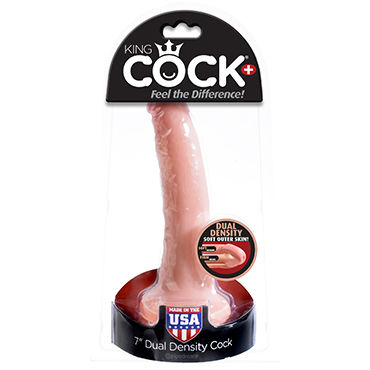 Pipedream King Cock Dual Density 18 см, телесный - Фаллоимитатор на присоске - купить в секс шопе